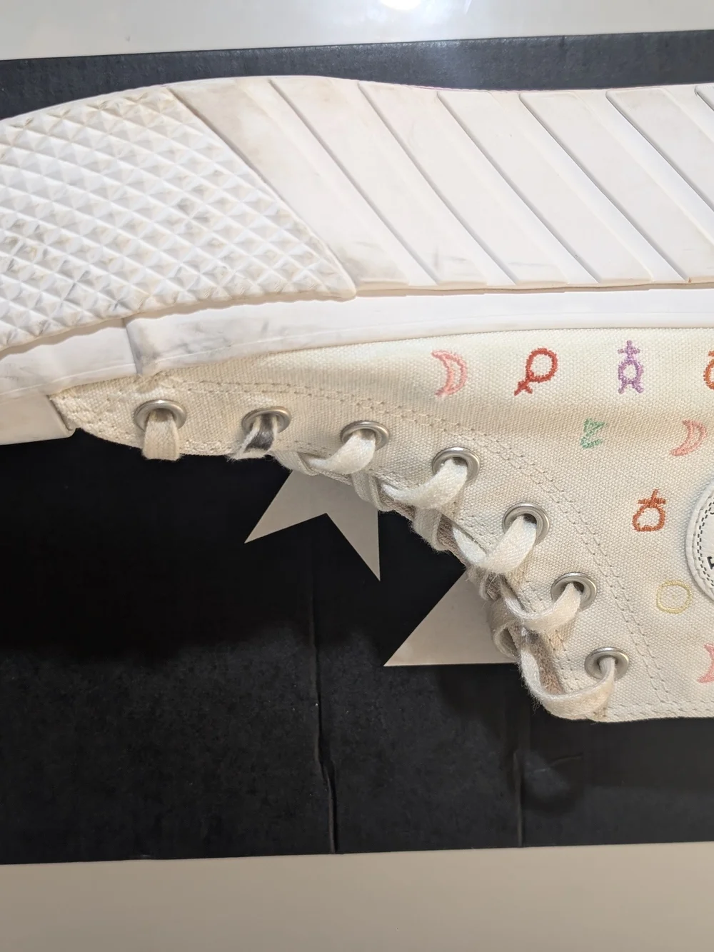 Converse Platform High-Top Sneakers with Colorful Symbols - White